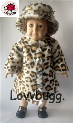Leopard Fur Coat and Hat for American Girl 18 inch or Baby Doll Clothes