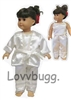 Elegant Almost-White Satin Pajamas Robe Sleepwear Set for American Girl 18 inch Doll Clothes