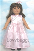 Pink Beaded Party Dress with Hairbow for American Girl 18 inch or Bitty Baby Born Doll Clothes