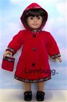 Red Velvet Coat with Hood and Purse for American Girl 18 inch Doll Clothes