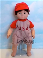Red USA Baseball Uniform for Bitty Twins or Baby Born Doll Clothes