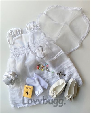 Full Communion Dress Set with Gloves, Purse, Shoes, Bible and Rosary for American Girl 18 inch Doll Clothes