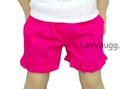 Hot Pink Ruffle Shorts for American Girl 18 inch or Baby Doll Clothes