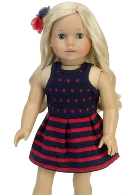 Stars Stripes Dress for American Girl or Baby Doll Clothes