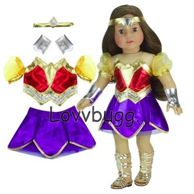 Wonder Woman Costume with Gladiator Sandals for American Girl 18 inch Doll Clothes