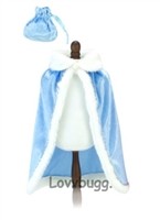 Blue Cape with Fur Trim and Purse for American Girl 18 inch or Baby Doll Clothes