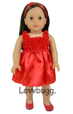 Red 3D Roses Dress