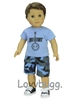 Banjo Shirt Shorts for American Girl Boy Logan 18 inch or Baby Doll Clothes