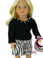 Zebra Black Pearl Top Skirt Set