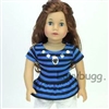 Blue Striped Jeweled Ruffle Top for American Girl 18 inch or Baby Doll Clothes