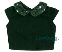 Black Sequins Collar Tee