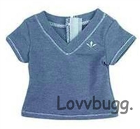 Blue Heather V Neck T Shirt for American Girl 18 inch or Baby Doll Clothes