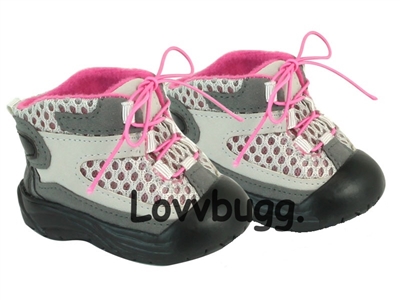 Sporty Gray and Pink Hiking Boots