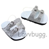 Silver Glitter Sandals for 18 inch American Girl or Bitty Baby Born Doll Shoes Fancy Costume  Accessory