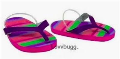 Pink Multi Stripes Flip Flops