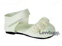 Ivory Flower Ankle Straps for American Girl 18 inch or Baby Doll Shoes Accessory