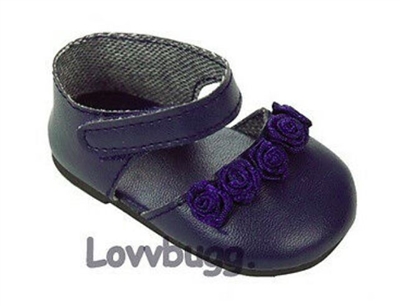 Navy Blue Flower Ankle Strap Sandals for American Girl 18 inch or Bitty Baby Born Doll Shoes