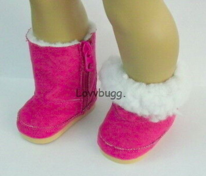 Hot Pink Shearling Boots 18 inch American Girl Doll Shoes