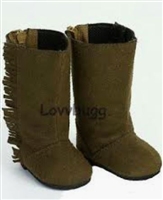 Brown Side Fringe Suede Boots