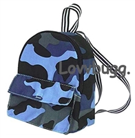 Blue Camo Backpack for American Girl 18 inch or Boy Doll School Supplies Accessory