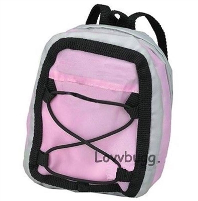 Pink and Gray Backpack for American Girl 18 inch or Baby Doll School Accessory