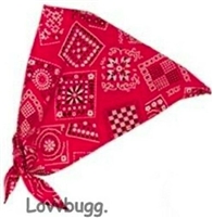 Red Bandana Scarf for American Girl 18 inch or Baby Doll Clothes Accessory