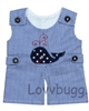 Whale Twins Rompers Set--Both Boy and Girl--for Bitty Baby or Twins Doll Clothes