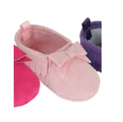 Lt  Pink Fringe Baby Moccasins for Bitty Baby 15 inch Doll Shoes
