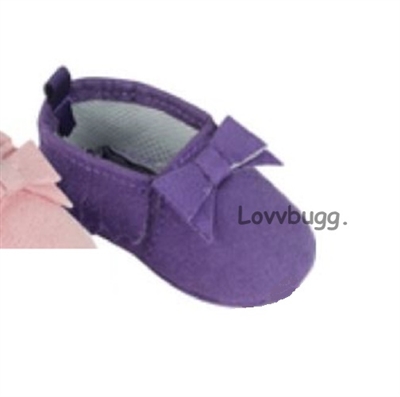 Purple Fringe Baby Moccasins for Bitty Baby 15 inch Doll Shoes