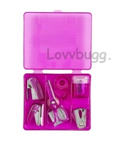 Hot Pink Mini School Supplies Set Office for American Girl 18 inch Doll Accessory