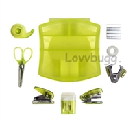 Lime Green Mini School Supplies Set Office for American Girl 18 inch Doll Accessory