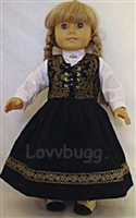 Fancy Swedish Dirndl Skirt Set Repro for American Girl 18 inch Kirsten Doll Clothes