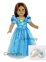 Cinderella Costume Butterfly Dress with Glass Slippers Heels for American Girl 18 inch Doll Clothes