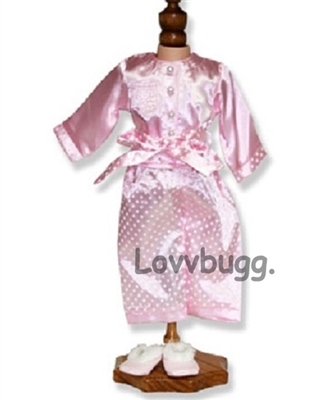 Pink Satin Pajamas Set for American Girl 18 inch Doll Clothes