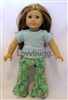 Green Paisley Pants Set for American Girl 18 inch Doll Clothes