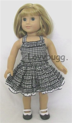 Black Gingham Polka Party Dress