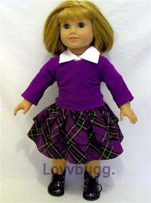 Purple Plaid Skirt Set