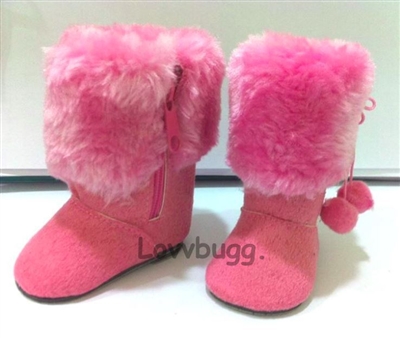 Pink Victorian Fur Boots