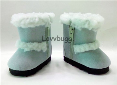 Blue Shearling Boots