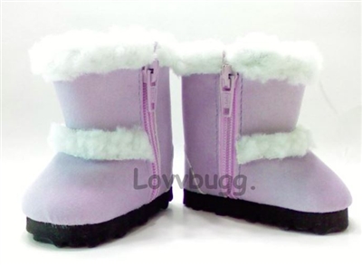 Lavender Furry Shearling Boots