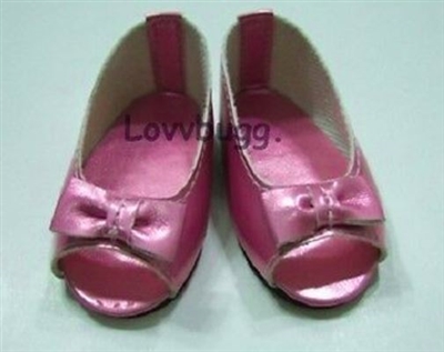 Pink Metallic Bow Peep-Toe Shoes