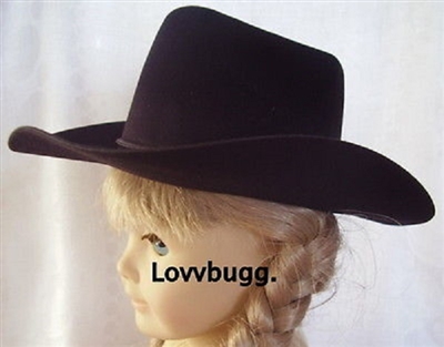 Black Velvety Cowgirl Cowboy Hat for 18 inch American Girl or Boy, Baby Doll Accessory
