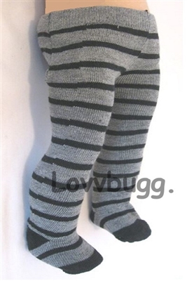 Gray and Black Stripe Tights for 18 inch American Girl Doll Clothes Accessory