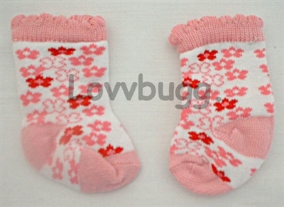 Pink Flowers Socks