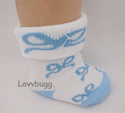 Blue Bows Socks for American Girl or Baby Doll Clothes Accessory