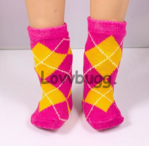 Neon Pink Argyle Socks