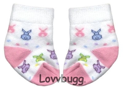 Bunny Rabbit Socks for American Girl or Baby Doll 15-18 inch Clothes Accessory and Preemie or Newborn