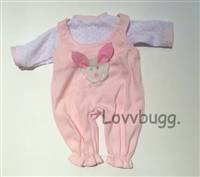 Pink Bunny Rabbit Jumper with Dots Top for Bitty Baby 15 inch Doll Clothes