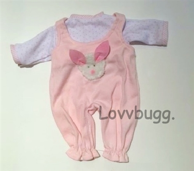 Pink Rabbit Jumper Pants with Dots Top