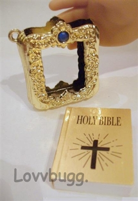 Real Bible Mini Gold Case Blue Stone